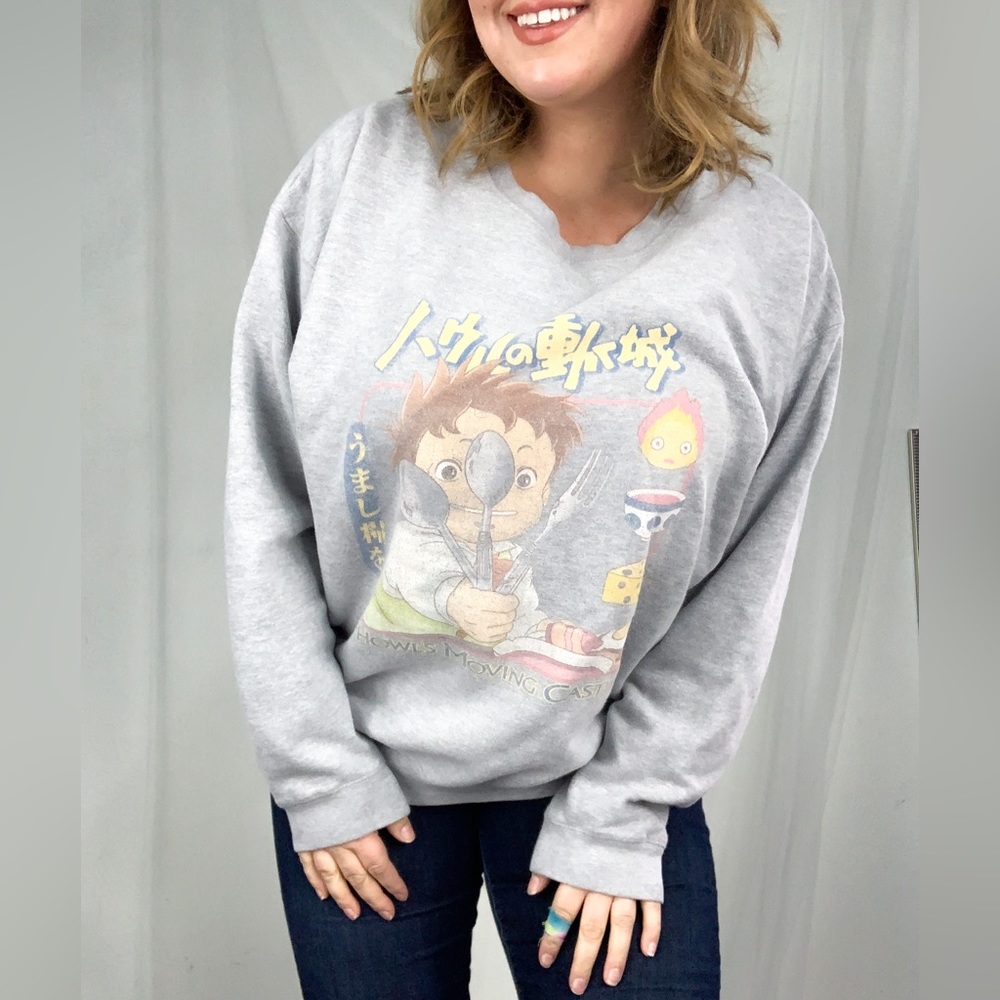 Howl’s Moving Castle Crew Neck Grey Sweatshirt Size XXL